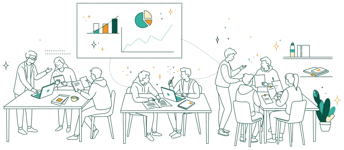 Dessin au trait : atelier avec étudiants et professionnels autour de tables
