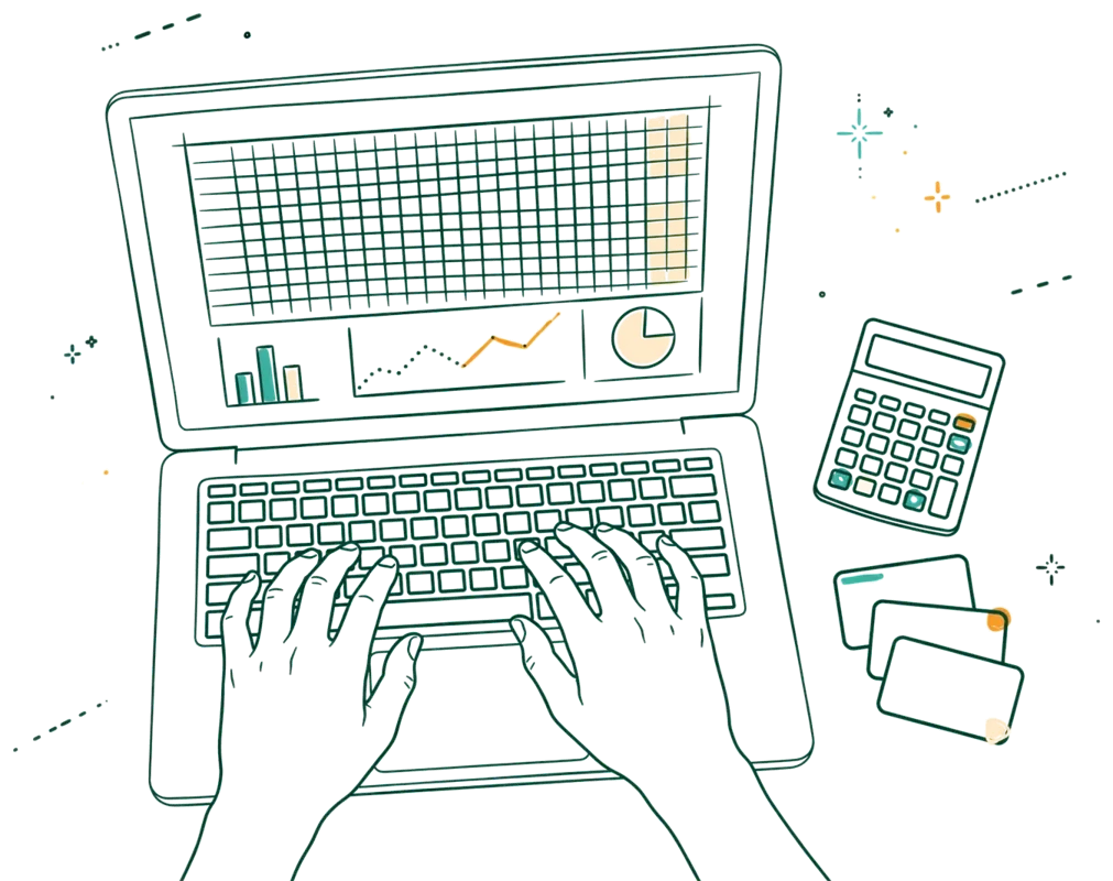 Dessin au trait : tableur et outils de gestion sur ordinateur