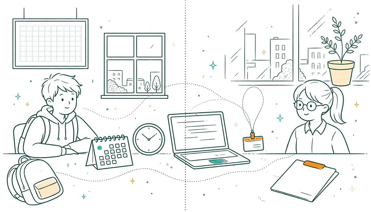 Dessin au trait : rythme entre cours et entreprise