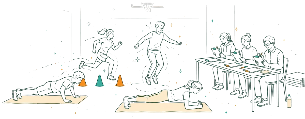 Dessin au trait : tests physiques d’entrée en formation sportive