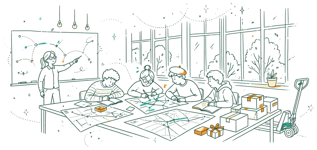 Dessin au trait : atelier en classe avec cartes et colis