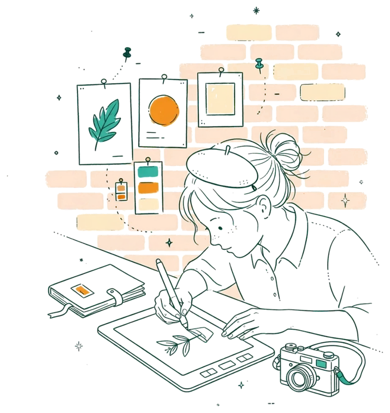 Dessin au trait : création graphique sur tablette en studio