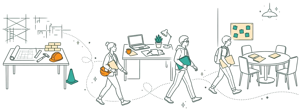 Dessin au trait : parcours du bac+2 vers le bac+5