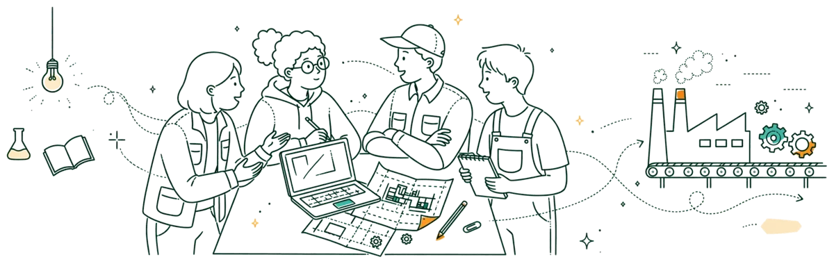 Dessin au trait : apprentis qui comparent les poursuites d’études