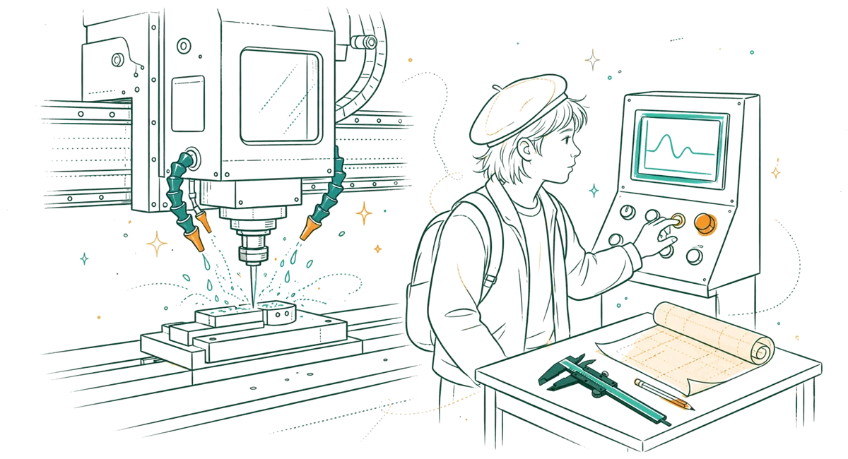 Dessin au trait : réglage d’une machine à commande numérique