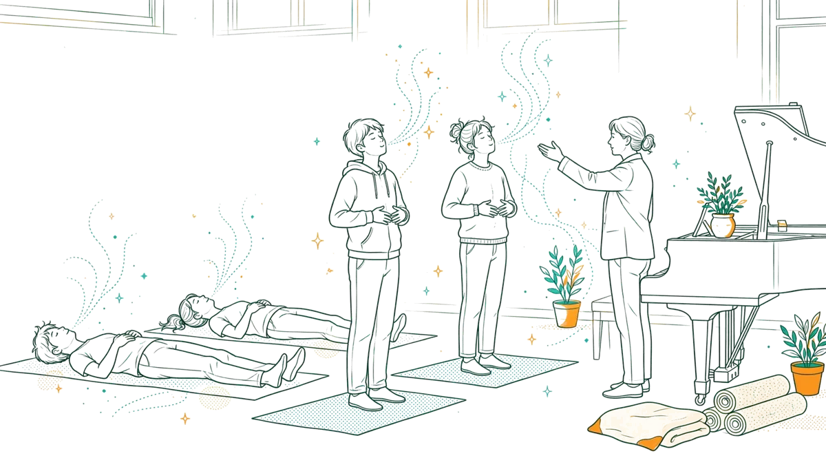 Dessin au trait : atelier voix et respiration en studio