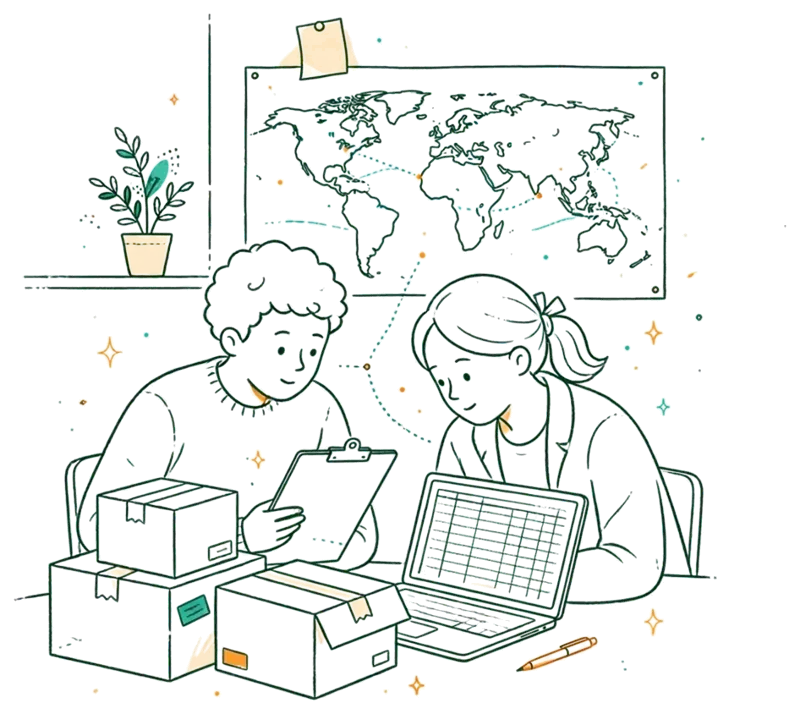 Dessin au trait : apprenti et maître d'apprentissage en entreprise