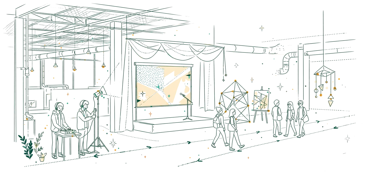 Dessin au trait : parcours scénographié avec concert et projections