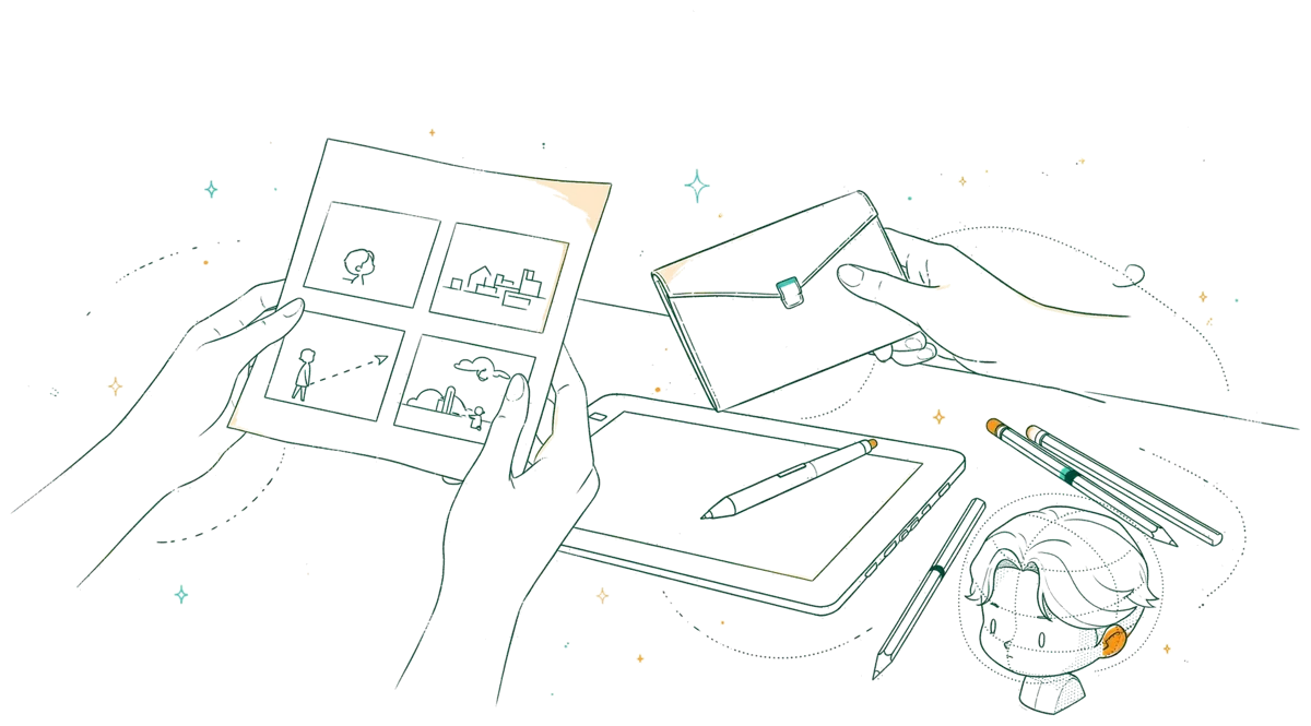 Dessin au trait : dossier storyboard et outils de réalisation 3D