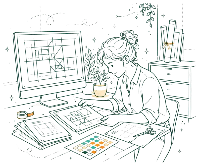 Dessin au trait : Bachelor en IA et Management spécialisation IA et Design Digital