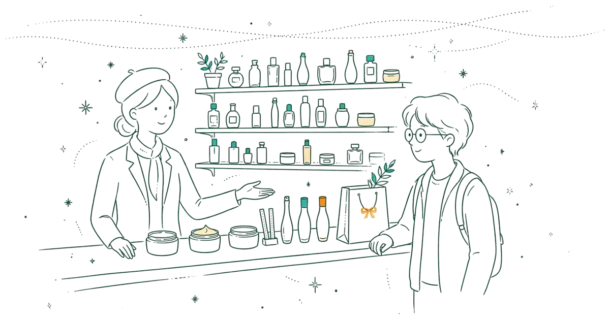 Dessin au trait : conseil en parfumerie et cosmétiques