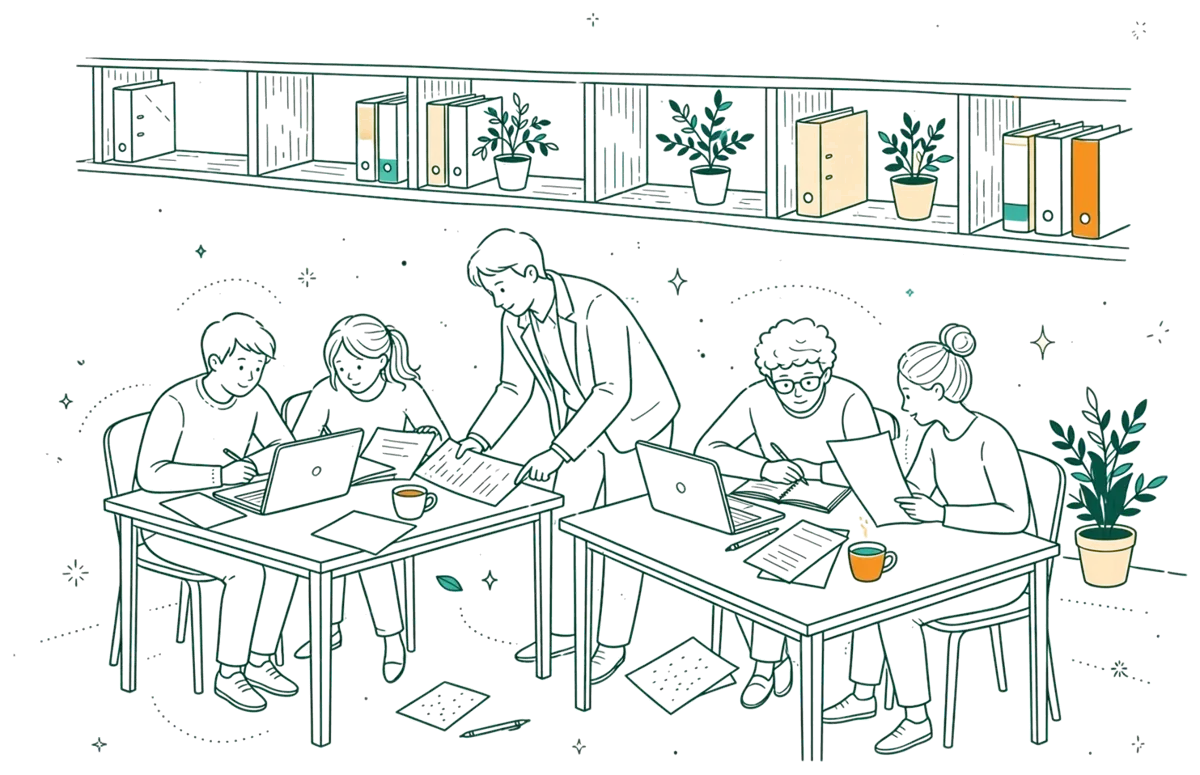 Dessin au trait : travail en petit groupe avec intervenant