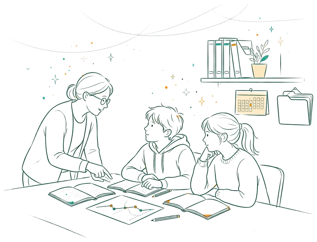 Dessin au trait : entretien d’accompagnement avec un formateur