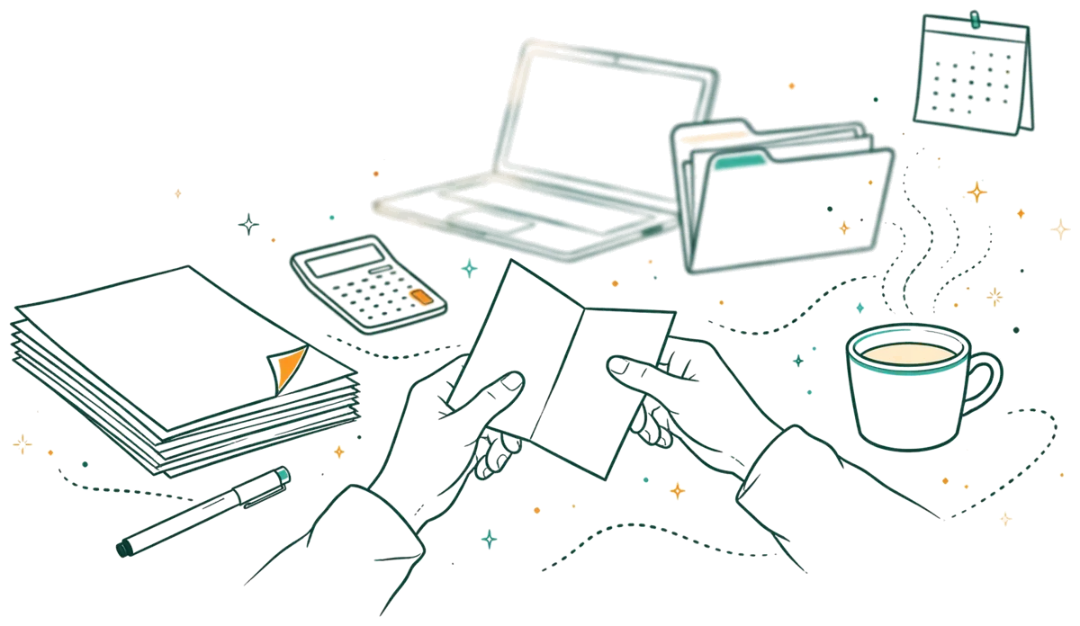 Dessin au trait : contrat d’apprentissage signé sur un bureau