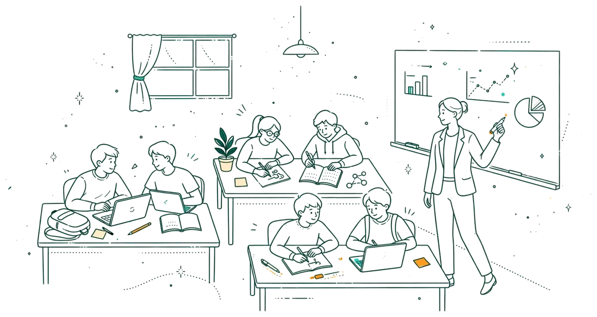 Dessin au trait : travail en équipe avec un intervenant