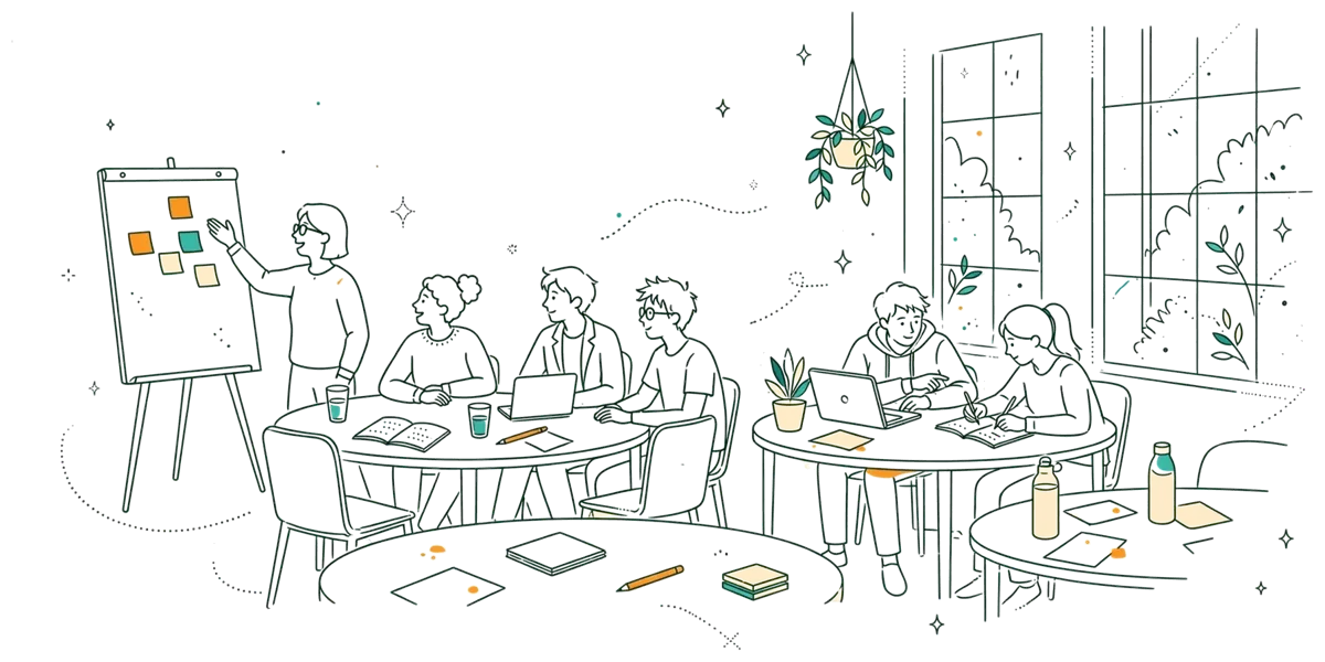 Dessin au trait : séminaire européen sur les pratiques participatives