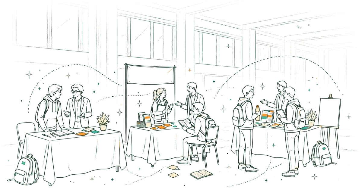 Dessin au trait : forum des écoles de commerce en prépa