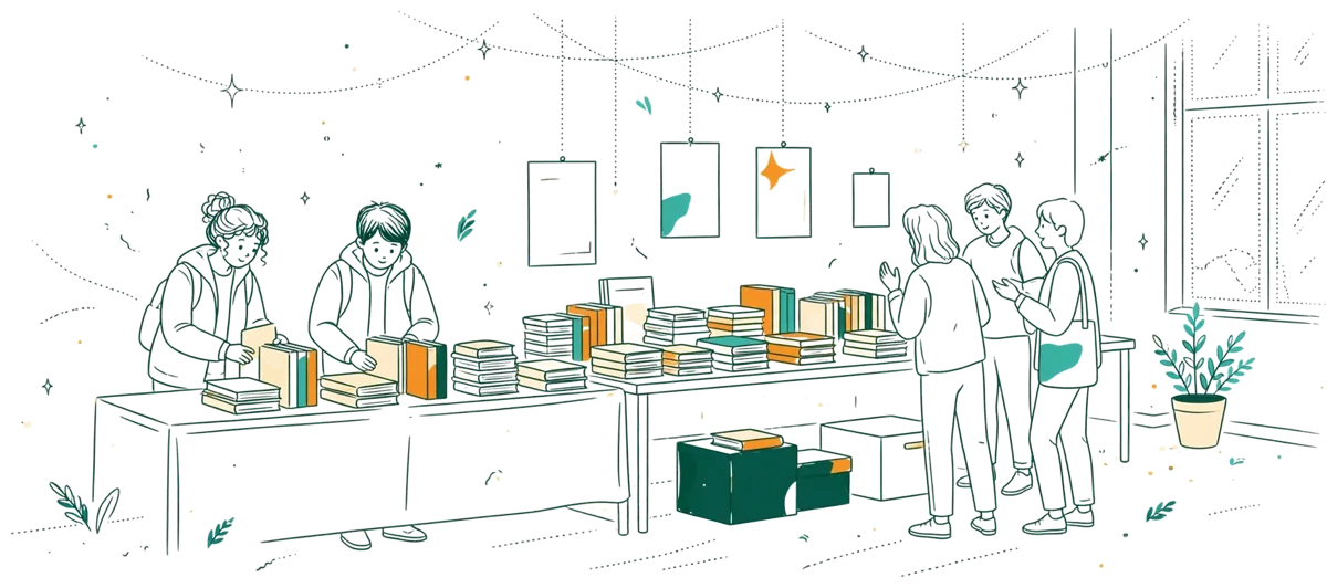 Dessin au trait : salon du livre social à l’école