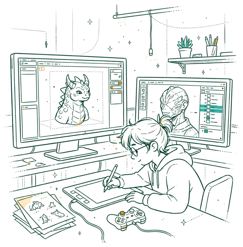 Dessin au trait : Designer textile
