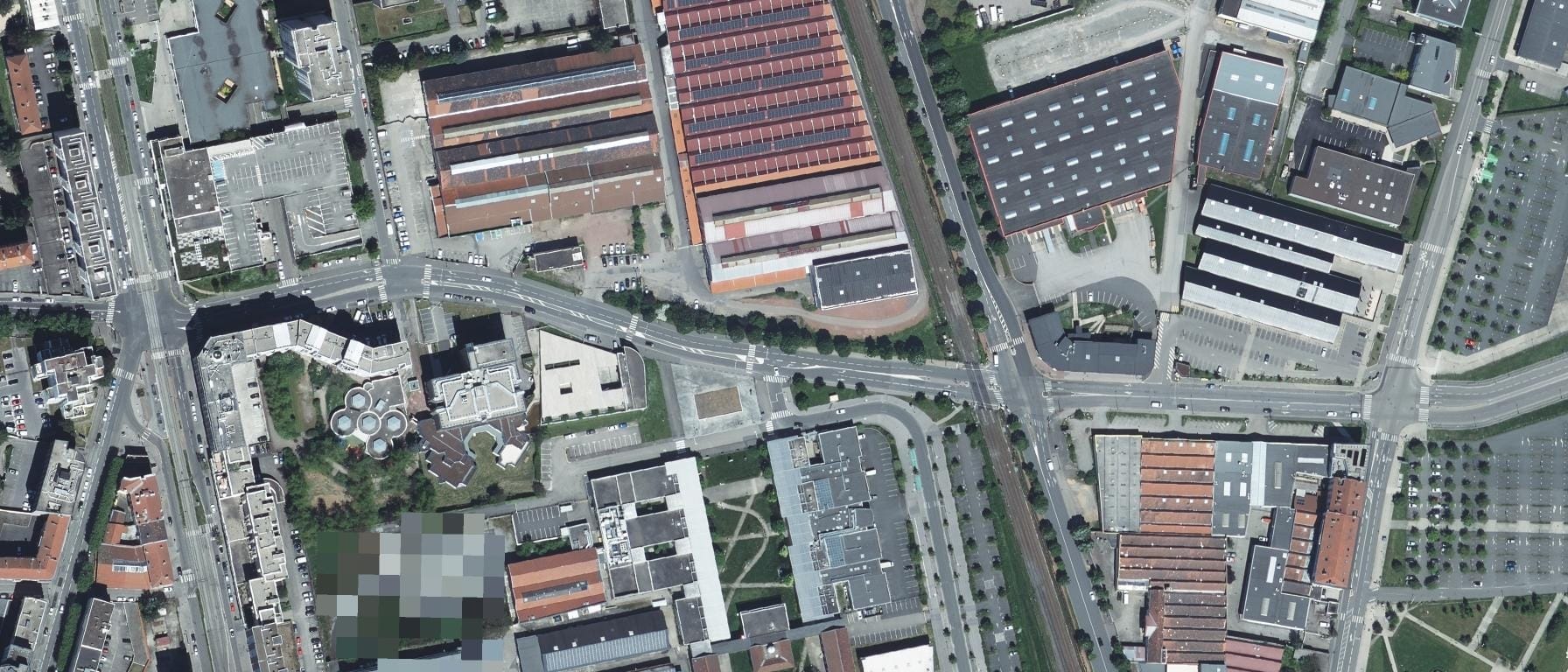 Vue aérienne de Télécom Saint-Étienne – parcours Mesures Physique