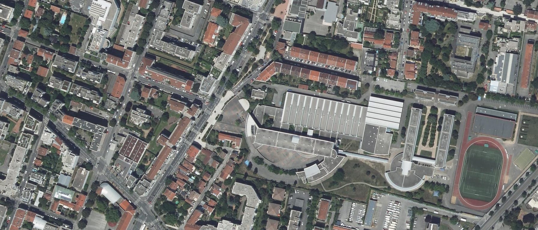Vue aérienne de Lycée la Martinière Monplaisir - CFA GRETA Lyon Métropole