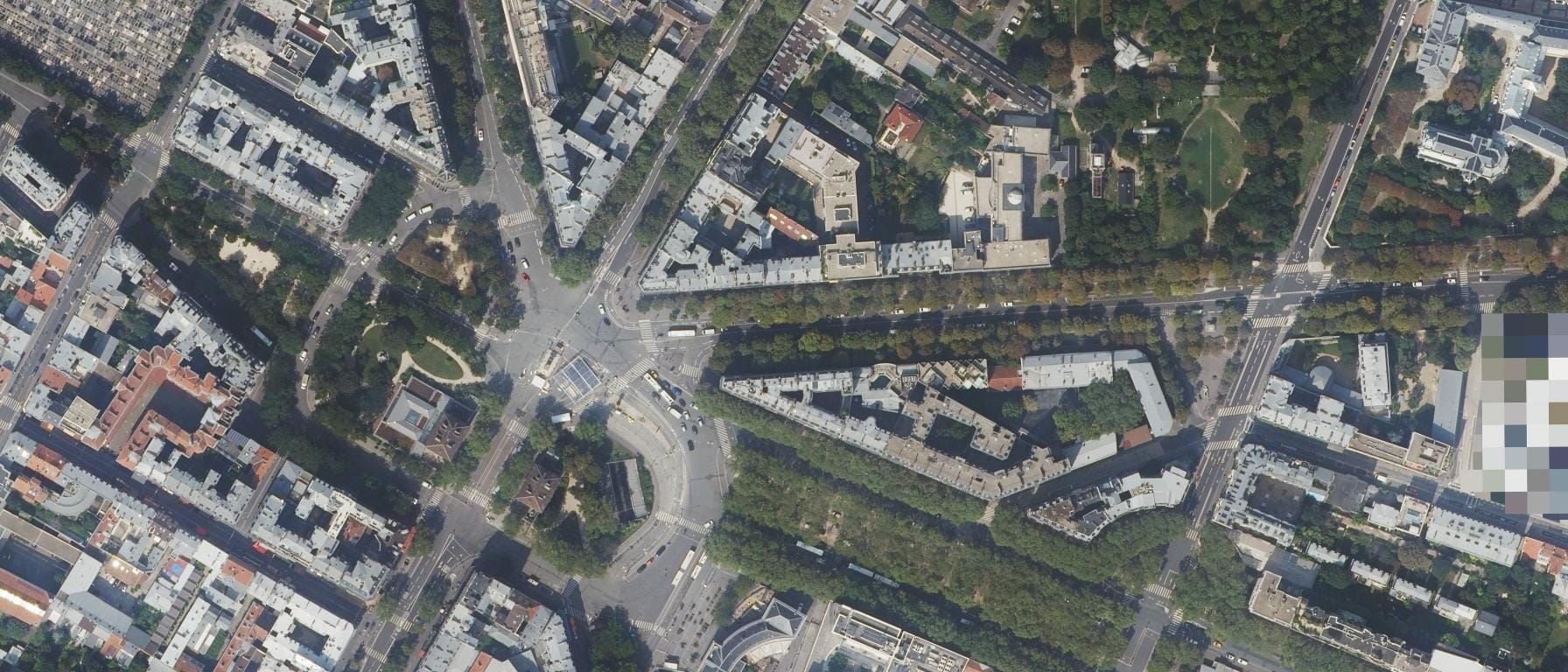 Vue aérienne de Ecole Française Hôtesses Tourisme (Paris 14e Arrondissement - 75)