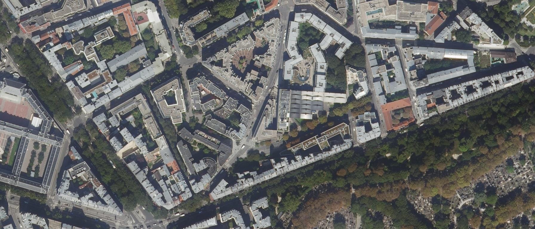 Vue aérienne de ECOLE SUPERIEURE D'ASSURANCES (Paris 20e  Arrondissement - 75)