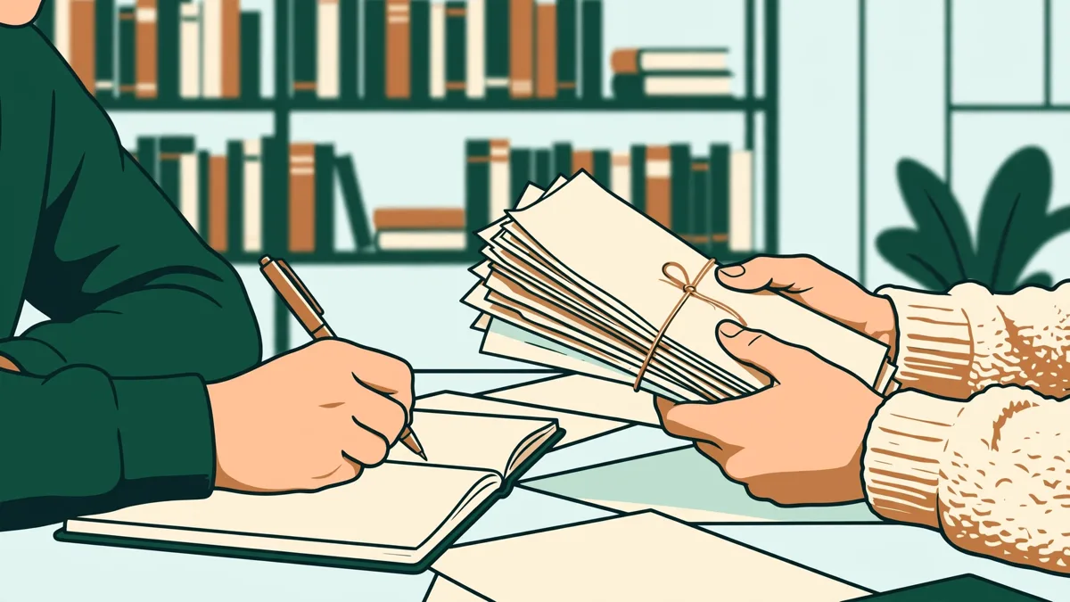 Deux étudiantes préparant un exposé ensemble dans une bibliothèque universitaire lumineuse, entourées de livres et de notes