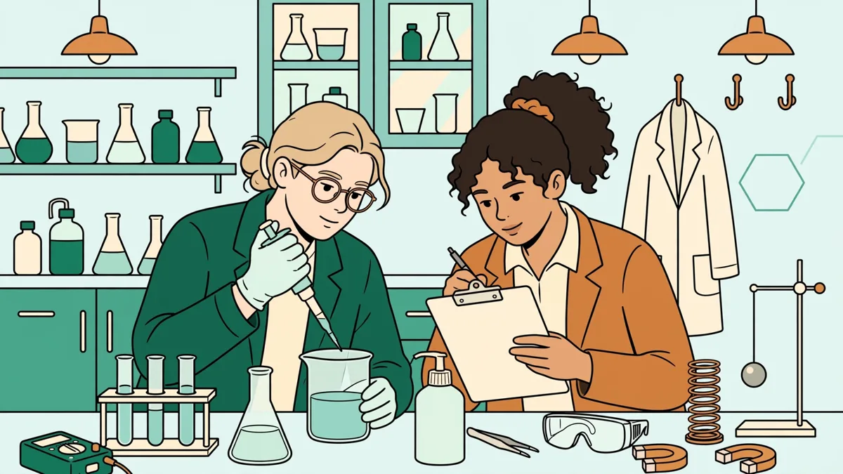 Des étudiants en TP de sciences, en petits groupes autour d'une paillasse, l'un manipule pendant que l'autre note les mesures.
