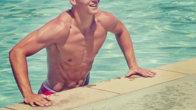 homme, muscles, bassin, la natation, nageur, musclé, homme musclé, en forme, aptitude, masculin, le sourire, souriant, nature, piscine, l'eau, mouiller, abdos, content, l'été, vacances