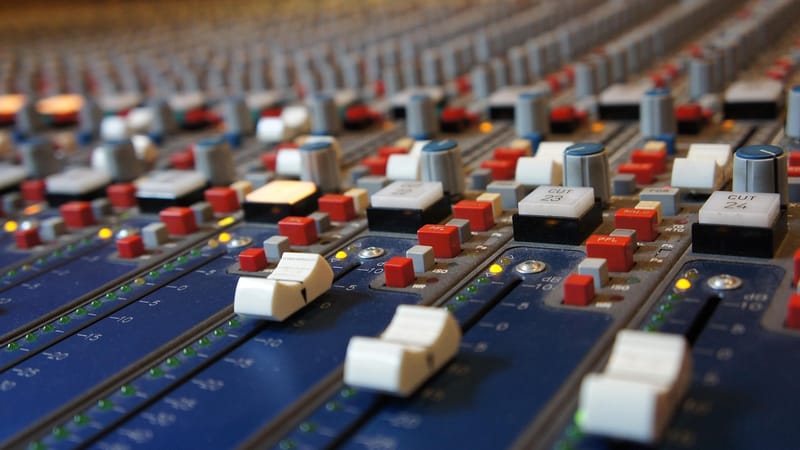 fader, analogique, studio de son, mélange, console, bureau, mixer, du son, égaliseur, enregistrement, studio d'enregistrement
