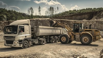 excavateur, excavatrice, moteur, lourd, chargeur, camion, machine, machinerie, carrière, sable, camion semi-remorque, sol, bande annonce, système de transport, un camion, véhicule, machinerie lourde, camion, camion, camion, camion, camion, carrière