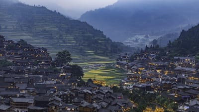 village bleu, village, mont qianhu village miao, vue de nuit, guizhou, chine, village, village, village, village, chine, chine, chine, chine, chine