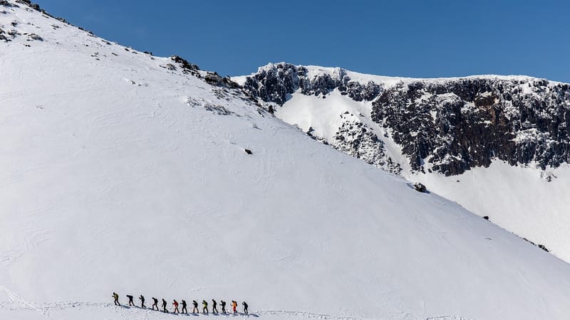 hiver, nature, mont adatara, alpinisme, montagne, gens, japon, fukushima, randonnée, neige, alpinistes