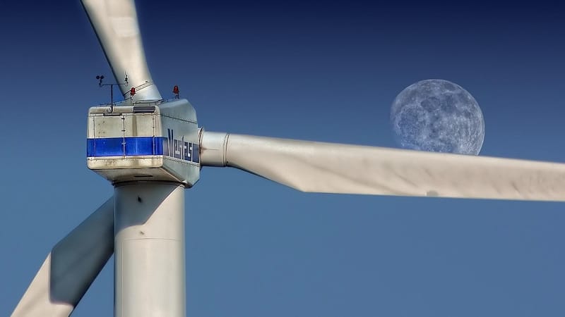 moulin à vent, ciel, lune, turbine, éolienne, parc éolien, centrale éolienne, ciel de nuit, structure, moulinet, l'énergie éolienne, énergie éolienne, nature, technologie environnementale, énergie renouvelable