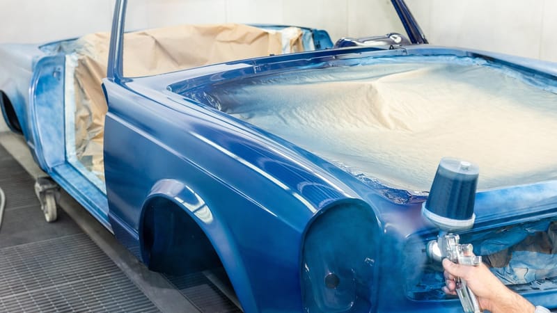 peintre, vaporisateur, auto, fonds d'écran de voiture, ancien, pistolet de pulvérisation, peinture, restauration, réparation, voiture, automobile, véhicule, vieille, service, atelier de réparation, mercedes