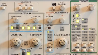 tektronix, portée, oscilloscope, 2245a, mesure, électronique, équipement, de face, panneau, les contrôles, bouton