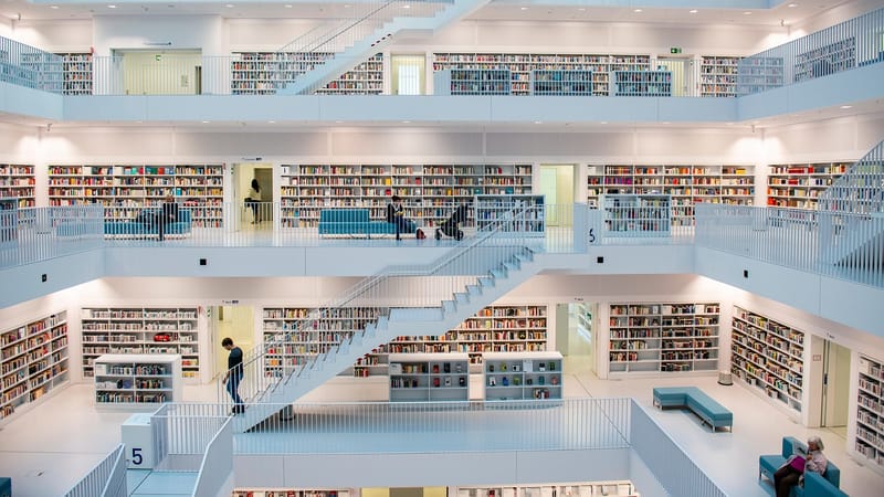 une bibliothèque, l'architecture, livres, intérieur, design d'intérieur, escaliers, étagères, bibliothèque, connaissance, en train de lire, design moderne, architecture moderne, imeuble, l'europe , moderne, stuttgart, bibliothèque, bibliothèque, bibliothèque, bibliothèque, bibliothèque