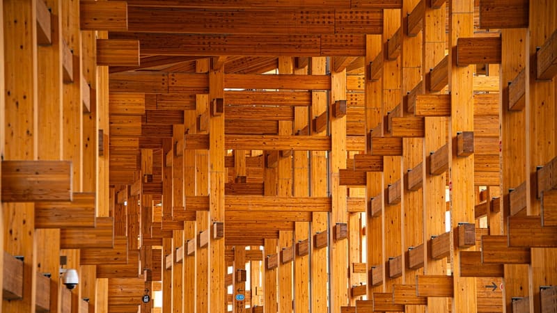 japon, exposition, osaka, l'architecture, imeuble, asie, bois, en bois, repère, structure