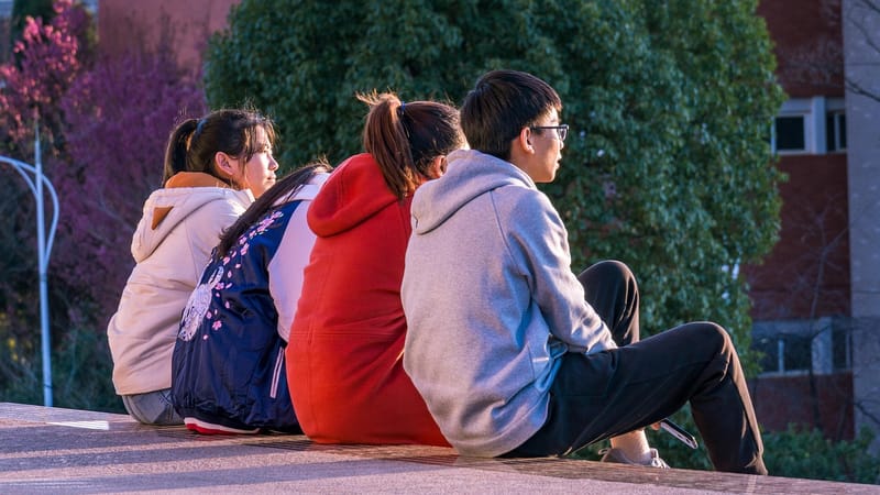 campus, étudiants, copains, grouper, ensemble