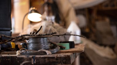 studio, art, sculpture, câble, atelier, outils, artiste, sculpteur, métal, argile, création, brun outils, brun métal
