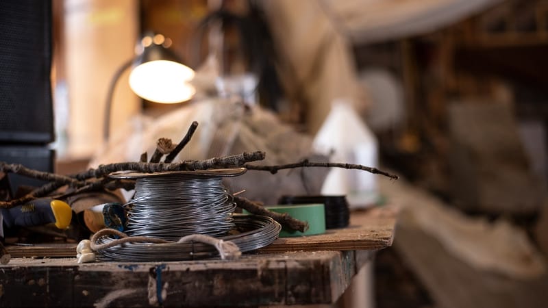 studio, art, sculpture, câble, atelier, outils, artiste, sculpteur, métal, argile, création, brun outils, brun métal