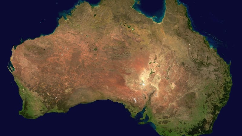 australie, continent, la géographie, nature, carte, océan, océan pacifique, image satellite