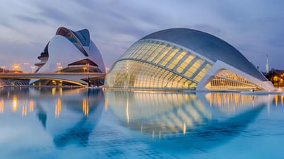valence, espagne, calatrava, nature, le coucher du soleil, cité des arts, cité des sciences, architecture, la modernité