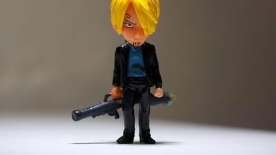 masculin, adulte, homme, jouet, figurine, japonais, dessin animé, anime, télévision, séries, un, pièce, personnage, brun, dessin animé, anime marron, brun animation
