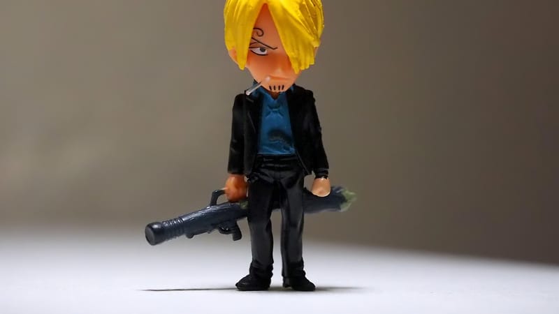 masculin, adulte, homme, jouet, figurine, japonais, dessin animé, anime, télévision, séries, un, pièce, personnage, brun, dessin animé, anime marron, brun animation