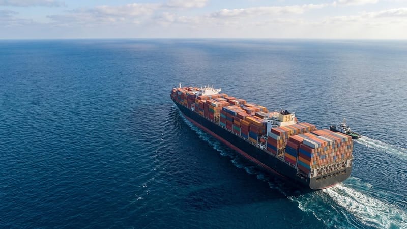 porte-conteneurs, mer, océan, paludisme, nature, le transport, logistique logistique, expédition expédition, aérien, drone, navire, cargaison, commerce, mondial, bleu profond, l'eau, transport, international, exporter exporter, importer, chaîne d'approvisionnement, livraison, industriel