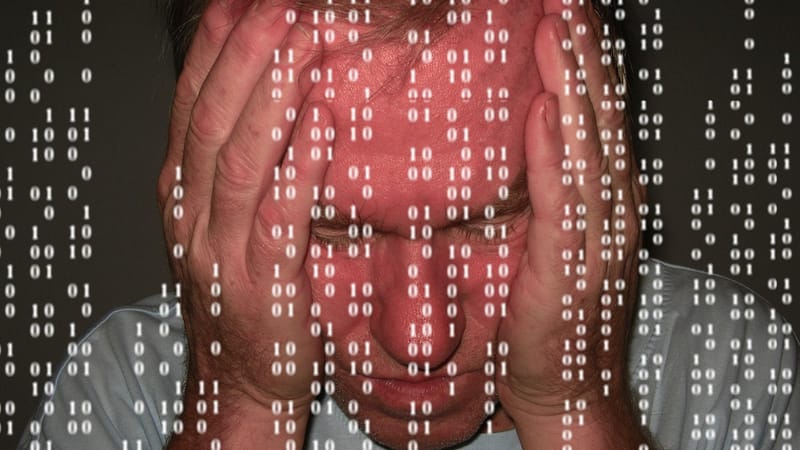 homme, désespoir, problème, zéro, un, binaire, code binaire, crash, administrateur, attaque, infestation, infesté, système opérateur, écran, code, ordinateur, sécurité informatique, virus informatiques, virus informatique, données, l'échange de données, autoroute de l'information, le vol de données, vol, affichage, cerveau électronique, elektronenrechenmaschine, danger, hacker, infecté, l'informatique, réseau, la communication, surveiller, programmeur, système, transférer, troyen, transmission,