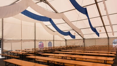fixé, nature, tente à bière, tradition, bavière, la gastronomie, temps, tableau, un événement, célébrer, chapiteau, bavarois, l'été, banque de bière, boire, bannière, blanche, bleu
