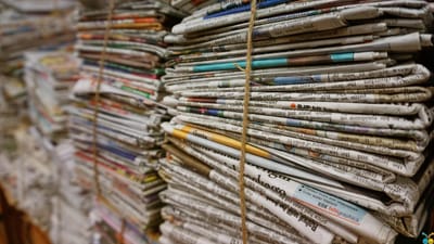 empaqueter, corde de jute, journal, vieux journal, empiler, papier, le recyclage du papier, recycler, journal, journal, journal, journal, journal
